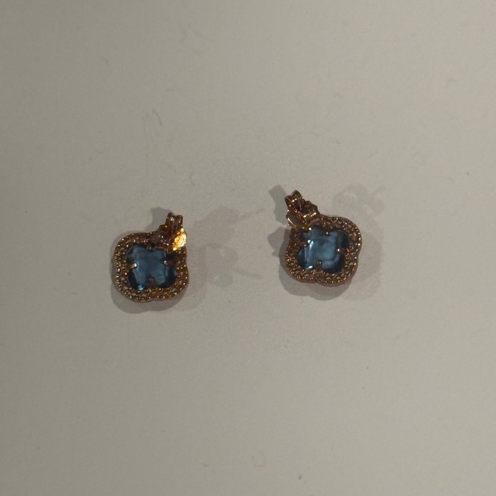 Elegant Blue and Gold Earrings - Picture 3 of 3